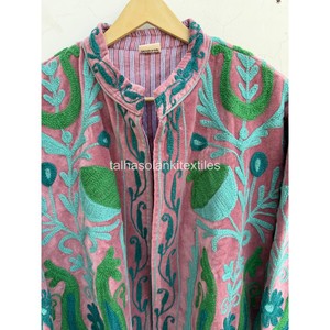 Suzani <b>Velvet</b> <b>Jacket</b> Handmade Floral Embroidery <b>Jacket</b> Boho Hippie <b>Jacket</b> Inside Cotton Iining <b>Jacket</b> <b>Women's</b> Winter <b>Jacket</b> - Product Image 5