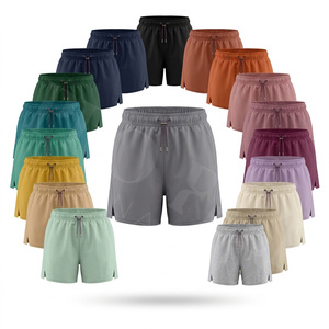 Shorts de sport légers, respirants et à séchage rapide, couleur unie, taille haute, avec logo personnalisé, pour la course et le fitness, OEM ODM - Product Image 1