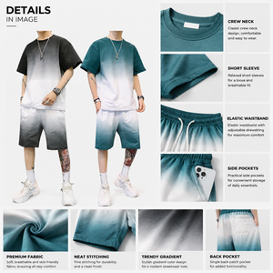 Traje de Manga Corta para Hombre, Algodón, con Logotipo Personalizado, Venta al Por Mayor de Fábrica, Conjunto de Camiseta de Manga Corta - Product Image 6