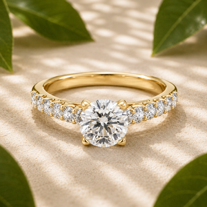 Bague de fiançailles solitaire pavée de diamants ronds cultivés en laboratoire de 1,54 carat, or massif 14 carats, style vintage, certifiée IGI - Product Image 1