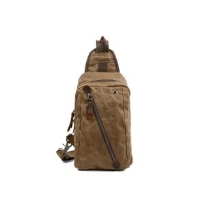 Sac bandoulière rétro en cuir et toile, sac de poitrine, sac de voyage, sac d'école, sac à bandoulière décontracté, fermeture éclair tendance, modèle LCSB-0005 - Product Image 1