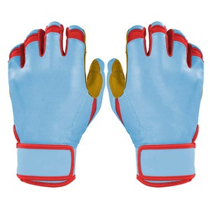 Guantes de Bateo de Cuero Azul con Ribete Rojo y Cierre de Velcro para Entrenamiento, Tallas XL XXL para Adultos Unisex, Ambidiestros, para Mano Izquierda/Derecha - Product Image 1