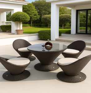 Ensemble de meubles de jardin en rotin imperméable de luxe, design rond moderne pour jardin, villa, cour et appartement - Product Image 3