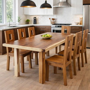 Mesa de Comedor Rectangular Nico de Madera de Suar, Ecológica, de Lujo, Contemporánea, Minimalista, Estilo Mid-Century, Acabado Natural, Superventas - Product Image 5