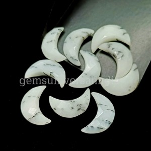 Opale dendritique naturelle facettée en forme de croissant de lune, 18 mm, pierre précieuse en forme de briolette, pierre en vrac, prix de gros, pour la fabrication de bijoux - Product Image 6