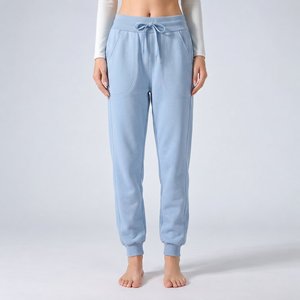 Pantalon de survêtement utilitaire pour femme en molleton bouclette à jambe large, personnalisé OEM, production de marque pour les marques de vêtements américaines - Product Image 2