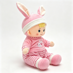 customized cute blonde baby plush toy, infant security comfort plush, rabbit themed cloth <b>doll</b> - Product Image 5