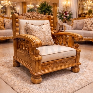 Siège de luxe SHREE RADHEY Maharaja en bois de Sheesham, fait main, design Art Déco, forme carrée, écologique et durable, inspiré du patrimoine indien - Product Image 1