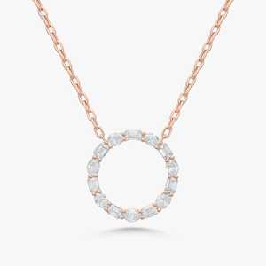 Diamond Circle Pendant Oval Emerald Lab Grown Luxury Statement Elegant <b>Lobster</b> <b>Clasp</b> 18inch Layering Necklace 14K 18K Solid Gold - Product Image 3