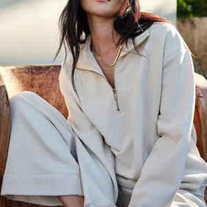 Sudaderas con capucha y cremallera para mujer, personalizadas, extragrandes, con cremallera completa, de algodón orgánico 100%, con cremallera reflectante. - Product Image 2