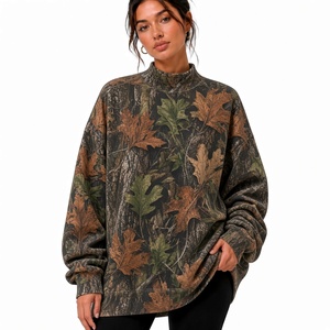 Comprar Sudadera Oversize de Cuello Alto para Mujer con Estampado Camuflaje, Manga Larga, Tejida, Estilo Otoño, Diseño de Hombros Caídos - Product Image 2