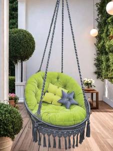 <b>Hanging</b> macrame <b>chair</b> swing, handmade, with cushions, Macrame hammock, <b>Hanging</b> woven swing, <b>Outdoor</b> Garden swing - Product Image 3