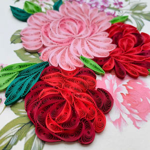 Tarjeta de quilling con ramo de flores coloridas, tarjeta de felicitación hecha a mano con sobre, tarjeta floral de quilling especial para todas las ocasiones - Product Image 2