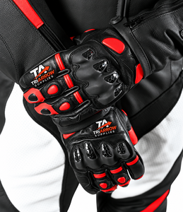 Guantes de Motociclismo de Cuero Genuino Personalizados con Protección de Nudillos de Fibra de Carbono, Antideslizantes, Impermeables - Product Image 1