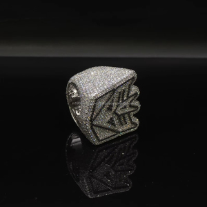 Iced round cut Hip Hop Cluster <b>Ring</b> 925 Sterling <b>Silver</b> Rhodium Plated Prong Wedding Anniversary Gift <b>Statement</b> <b>Ring</b> for Men's - Product Image 5