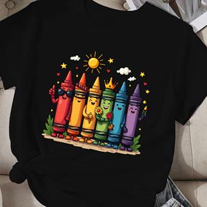 Crayons anthropomorphes avec des personnalités uniques t-shirt comfit pour femmes - Product Image 4
