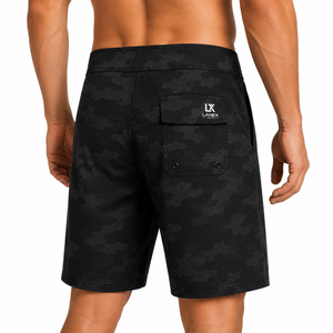 Men's Black Camo Board Shorts Quick Dry Stretch <b>Surf</b> Swim Trunks Custom Logo Beach Shorts Lightweight Water Sports Swimwear - Product Image 4