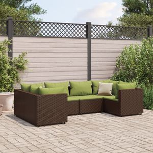 Ensemble de salon de jardin en rotin PE brun avec structure en acier thermolaqué et polyester pour les ensembles de jardin - Product Image 1