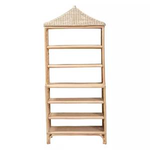 Étagère en rotin minimaliste moderne, fabriquée à la main en matériau naturel, meuble de rangement unique avec dessus en pagode, meuble d'appoint pour salon - Product Image 3