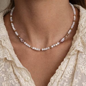 Freshwater Pearl Beaded <b>Necklace</b> Baroque Pearl Layered Choker 24K Gold Plated Minimalist Jewelry - Product Image 5