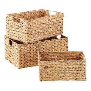 Water Hyacinth <b>Basket</b> <b>Storage</b> with Lid Lightweight Handmade Woven <b>Basket</b> Eco Friendly Natural Fiber Organizer for Office Bedroom - Product Image 1
