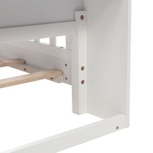 Letto in Legno di Pino con Luce LED a Sensore di Movimento, Sponde di Sicurezza e Libreria Integrata, Bianco - per Bambini - Product Image 6
