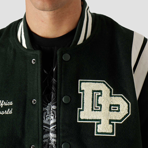 Chaqueta Varsity para Hombre con Mangas de Cuero, Chaqueta Letterman con Logotipo Personalizado, Chaqueta Casual de Béisbol para Escuela Secundaria, Venta al Por Mayor OEM - Product Image 4