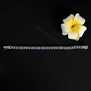 Pulsera de tenis con corazón de piedra lunar arcoíris natural, plata de ley 925, joyería fina, proveedor mayorista OEM ODM - Product Image 5