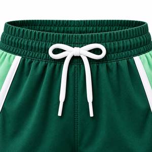 <b>Women's</b> High Waist Athletic Shorts Waterproof Breathable Eco-Friendly Quick Dry Sporty Drawstring Fit Regular Green <b>White</b> Trim - Product Image 6