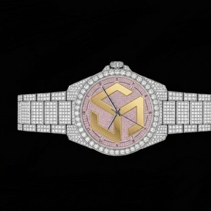 Montre-bracelet analogique polygonale de luxe pour homme, style Hip Hop, avec diamants Moissanite et quartz - Product Image 3