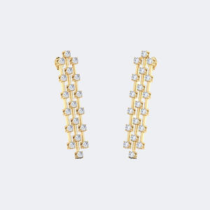 2.50CTW, รูปทรงกลม, แบบหนามเตย/แท่ง, ต่างหูทรงหยดน้ำยาว / ต่างหูทรงเส้นตรง - Product Image 4