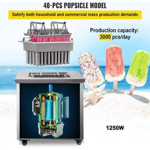Macchina commerciale per ghiaccioli in acciaio inossidabile modello singolo 40 pezzi per ghiaccioli per ghiaccioli Set Bar per caffè e negozi di tè al latte - Product Image 3