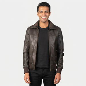 Blouson aviateur en cuir de vache véritable pour homme, édition limitée, style vintage, fermeture éclair épaisse, pour l'hiver - Product Image 5