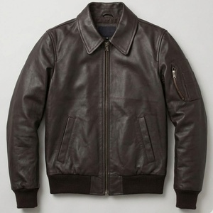 Chaqueta de Cuero Genuino de Alta Calidad, Piel de Cordero, Directo de Fábrica, Talla Grande, con Cierre, Chaqueta de Cuero a la Moda para Hombre, Abrigos de Cuero - Product Image 1
