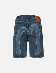 Customize Men's Dark Straight Leg Denim Shorts Mid Waist Stonewashed Cotton Casual Summer Pockets Breathable Woven Eco-Friendly - Product Image 3