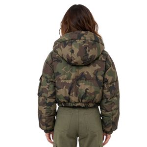 Chaqueta Acolchada Térmica de Poliéster para Mujer, con Cremallera Completa, Mangas con Puños, Capucha, Estilo Parka, para Invierno - Product Image 2