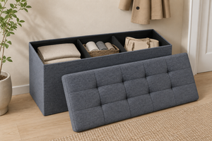 Banco de Almacenamiento Moderno de Tela con Tapa Acolchada de 43x14x15 Pulgadas para Sala de Estar, Muebles para el Hogar - Product Image 4