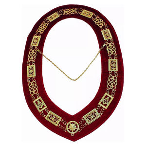 Collar de Cadena Masónica de Alta Calidad para Adultos, Tela Personalizada con Reverso Rojo de la Gran Logia, Artesanía Metálica Masónica - Product Image 2