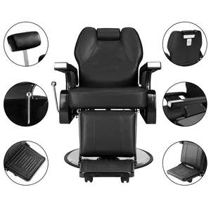 Sillón de Barbería Hidráulico Reclinable Clásico Negro con Esponja de Cuero para Uso en Salón de Belleza - Product Image 5