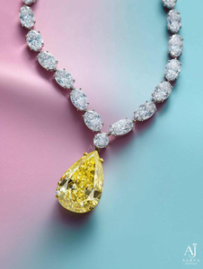 Pear Cut Yellow <b>Moissanite</b> Necklace Lab Grown Diamond Pendant Rhodium Plated Gold <b>Jewelry</b> for Women Gift Party - Product Image 3