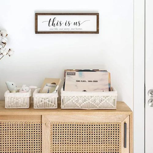 Handmade Cotton Boho Décor Storage <b>Basket</b> Set of 3 with Removable Linen for Home Organization and Decorative Use - Product Image 5