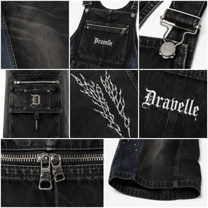 Zipper Pocket Cargo Overalls Two Tone Washed <b>Dungarees</b> Unisex <b>Loose</b> <b>Fit</b> Cyber Y2K Streetwear Apparel Manufacturer - Product Image 4
