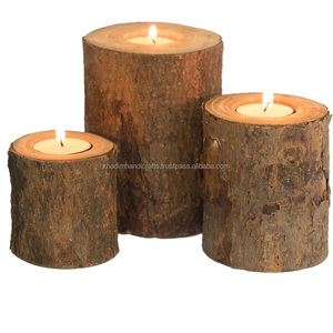 Soporte votivo de madera de mango natural hecho a mano estilo rústico vintage religioso con método de impresión personalizable perfecto - Product Image 1