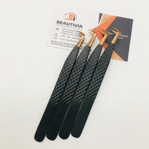 แหนบต่อขนตาสีดำโรสโกลด์แบบกำหนดเองแหนบใช้สำหรับบูตมืออาชีพทำจากสเตนเลสแบบญี่ปุ่น90องศา - Product Image 5