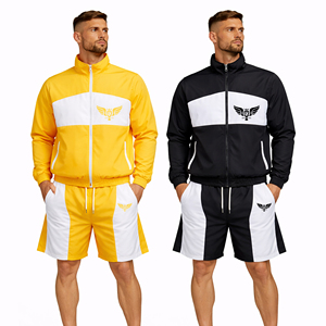 Ensemble de survêtement personnalisé pour homme, veste zippée et short, vêtements de sport, logo personnalisé, tenue athlétique, coupe-vent décontracté, ensemble 2 pièces - Product Image 1
