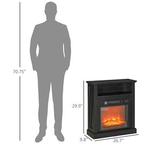 Caminetto Elettrico Indipendente da 1400W con Display LED e Inserto Sostituibile, Timer, Nero - Product Image 3