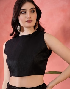 KV Black Sequinned Embellished <b>Saree</b> with Unstitched <b>Blouse</b> - Product Image 5