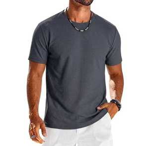 T-shirt pour homme à manches courtes, col rond, en jersey, couleur unie, coupe classique, 100% coton, décontracté, écologique, respirant, logo sur le devant - Product Image 1