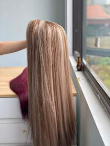 วิกผมมนุษย์วิกผมเปียโนติดหนังกำพร้าแบบ HD ประดับลูกไม้ด้านหน้าด้วยกระดูกตรงผ้าสองชั้น - Product Image 5