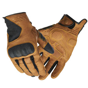 Gants de moto en cuir beige unisexes SAAR INDUSTRIES, protection renforcée des articulations, adhérence durable, compatibles écran tactile, respirants - Product Image 4